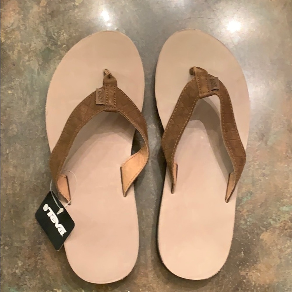Teva leather flip flops